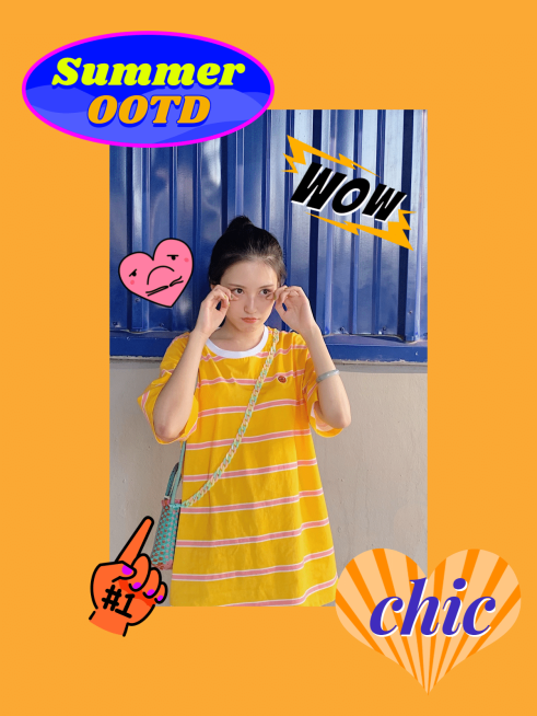 晒图标记类图片标记模版-夏日ootd预览效果