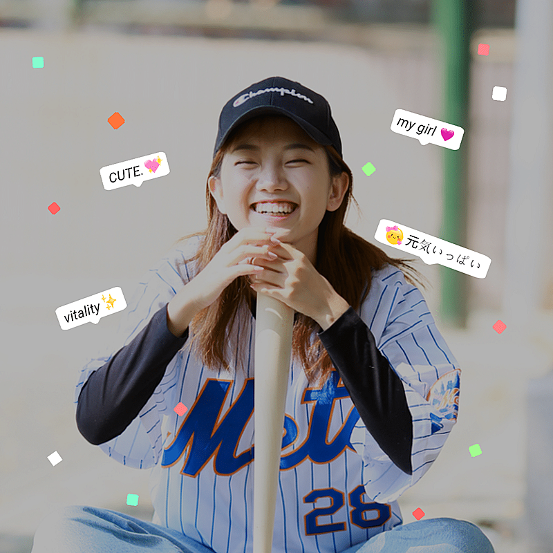 简约对话框方块元素清新少女晒照