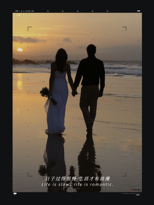 晒照婚纱照海边夕阳落日预览效果