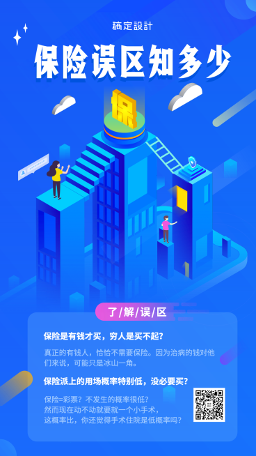 保险理念保险误区手机海报预览效果