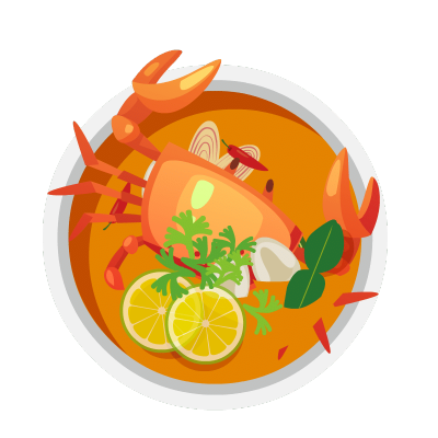 卡通风美食海鲜贴纸-螃蟹