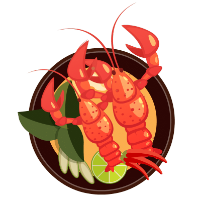 卡通风美食海鲜贴纸-龙虾
