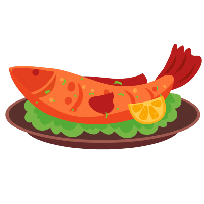 卡通风美食海鲜贴纸-鱼1