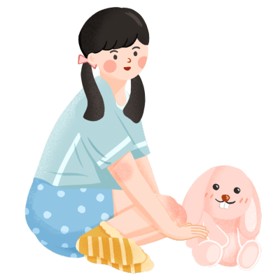 卡通风儿童节人物插画-玩偶兔