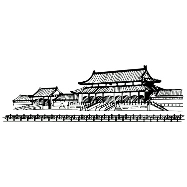 SVG-建筑元素素描贴纸-故宫