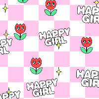 少女爱心花朵马赛克