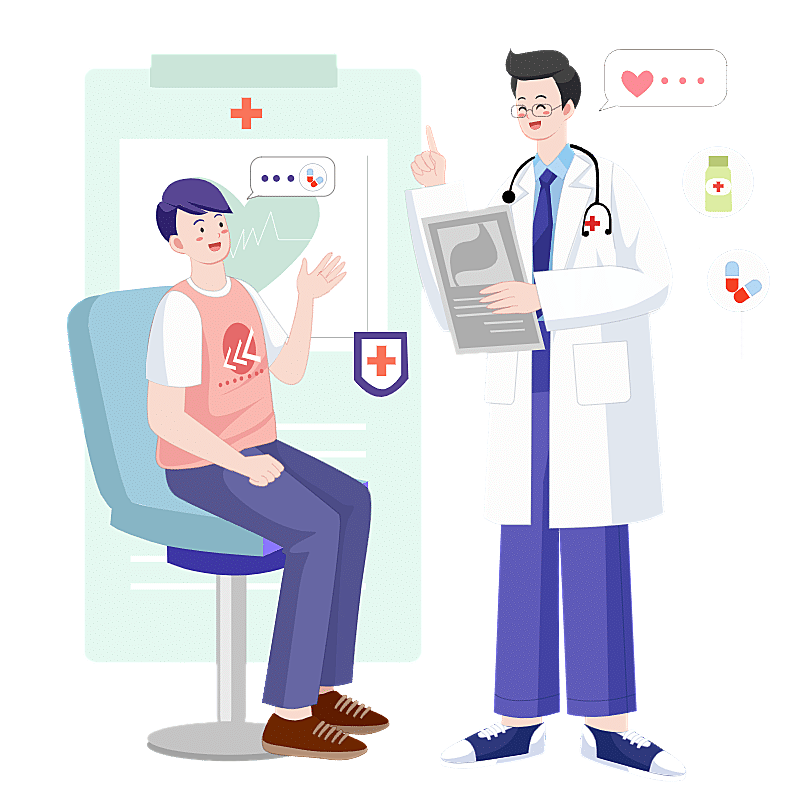 手绘-体检元素医疗场景插画1