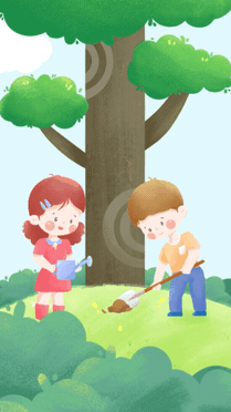 教育培训植树节亲子活动营销卡通手机视频