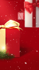 圣诞节日祝福红金礼物盒礼花视频