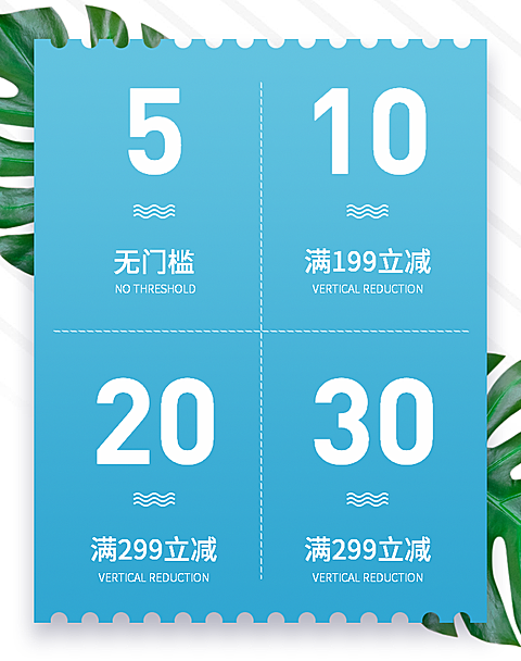 蓝色/清新风优惠券