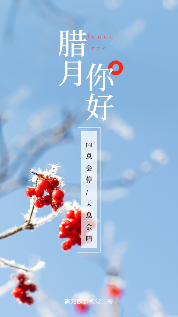 唯美腊月问候正能量宣传海报预览效果