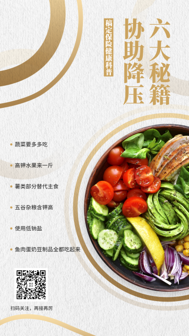 金融保险健康养生降压六大秘籍排版海报预览效果