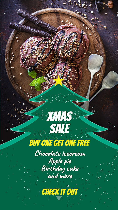 Ice Cream and Desserts Christmas Sale Event Ecommerce Story