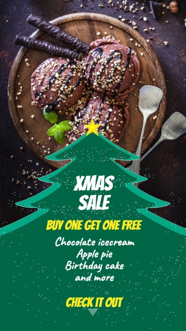 Ice Cream and Desserts Christmas Sale Event Ecommerce Story