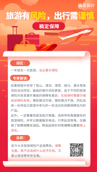 金融保险保险理念旅游险科普手机海报预览效果