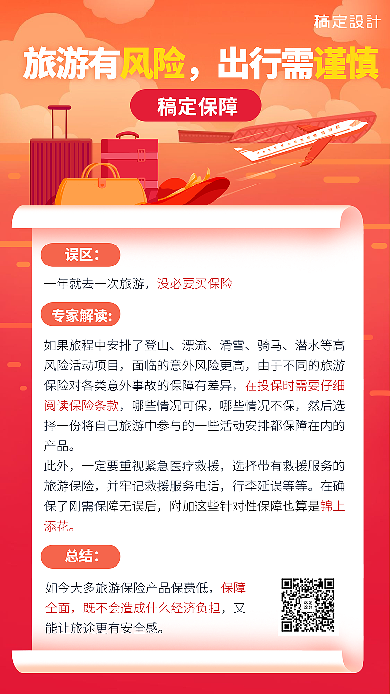 金融保险保险理念旅游险科普手机海报