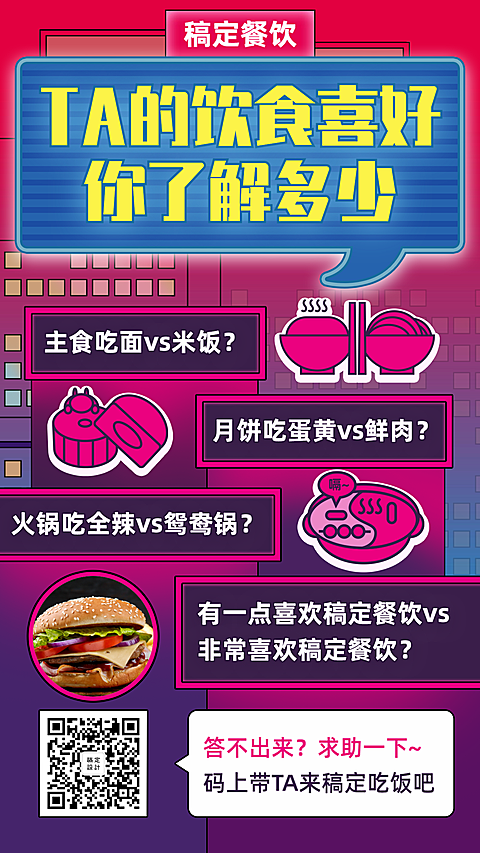 餐饮美食美食调查创意手绘手机海报