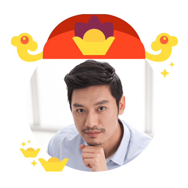 大叔财神边框圆形头像预览效果
