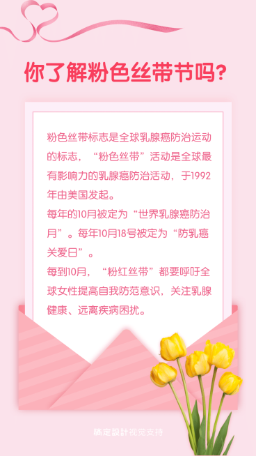 粉色丝带节节日起源海报预览效果