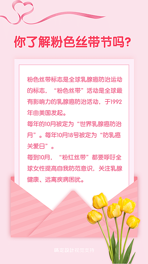 粉色丝带节节日起源海报