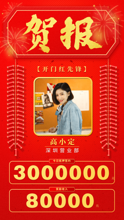金融保险喜报表彰金融贺报开门红先锋手机海报