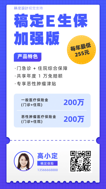 金融保E生保产品介绍简约海报预览效果