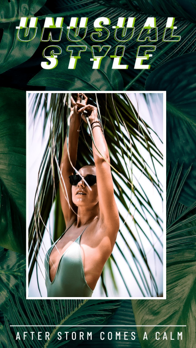 Fashion Tree Background Swimsuit Woman Moment Record Instagram Story