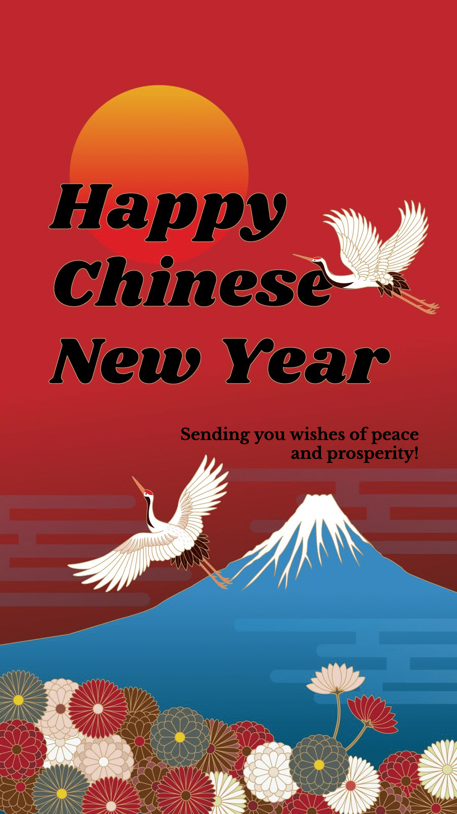 Red Background Happy Chinese New Year Art Simple Fashion Style Poster Instagram Story