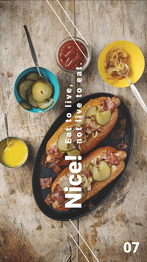 Delicious Food Record Sausage Spoon Art Simple Fashion Style Instagram Story