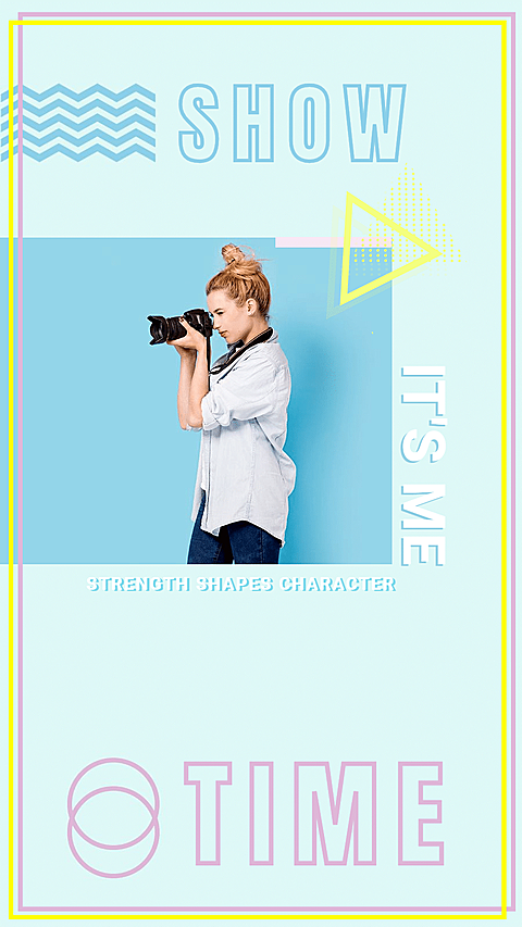 Fresh Style Hand Painted Geometry Element Woman Show Time Instagram Story