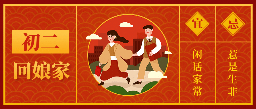 春节祝福大年初二公众号首图预览效果
