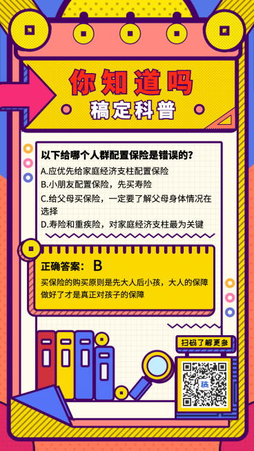金融保险保险科普讲堂孟菲斯手机海报预览效果