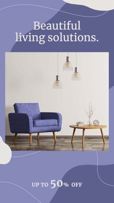 Light Purple Lines Minimal Geometry Design Home Furniture Discount Sale Promo Ecommerce Story 