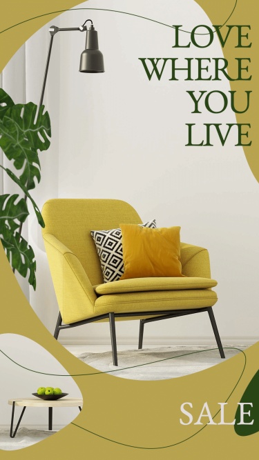 Yellowish Green Linear Geometry Design Home Furniture Sale Promotion Ecommerce Story