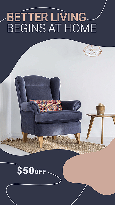 Indigo Blue Linear Geometry Design Armchair Home Furniture Sale Promotion Ecommerce Story