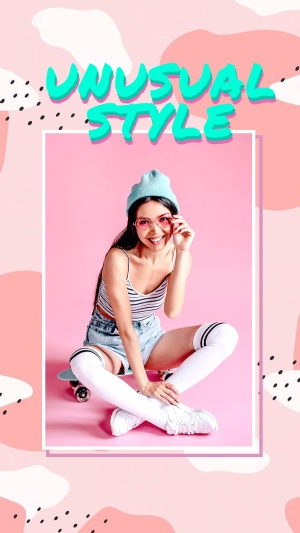 Unusual Style Skateboard Girl Personal Show Instagram Story