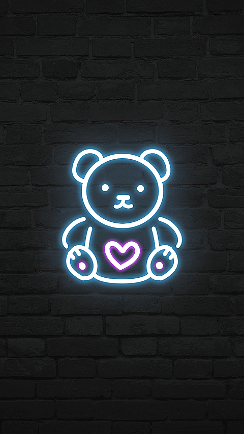 Valentine's Day Neon Light Toy Bear Icons Instagram Highlight