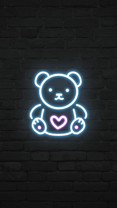 Valentine's Day Neon Light Toy Bear Icons Instagram Highlight