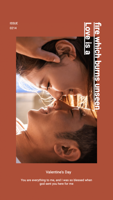 Literary Line Element Valentine's Day Couple Kiss Moment Record Instagram Story预览效果