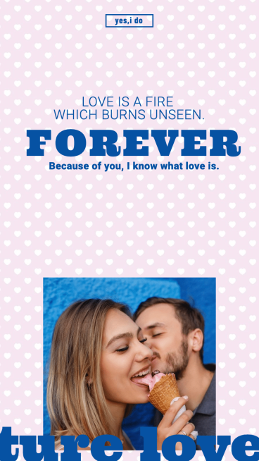 Literary Retro Style Typesetting Valentine's Day Couple Ice Cream Moment Record Instagram Story预览效果