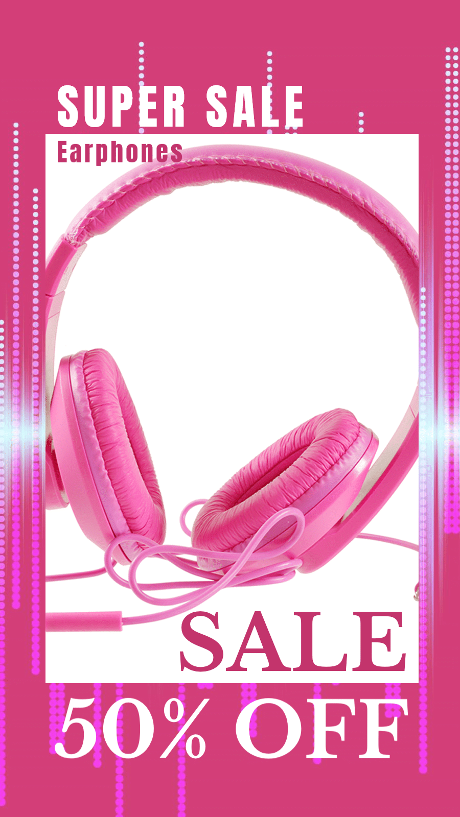 Pink Headphones Discount Sale Promo Ecommerce Story预览效果