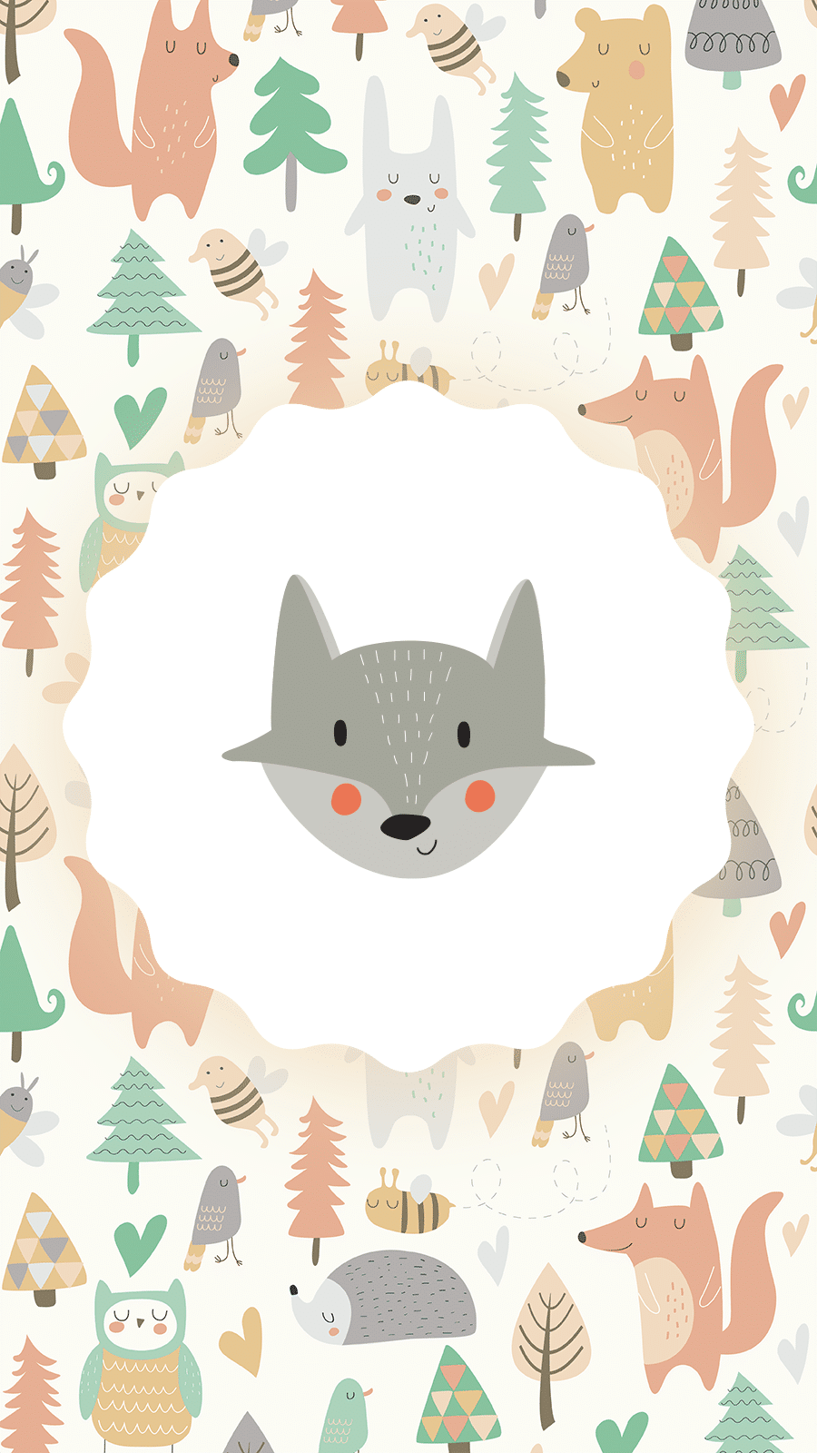 Simple Cartoon Forest Animals Wolf Illustration Instagram Highlight
