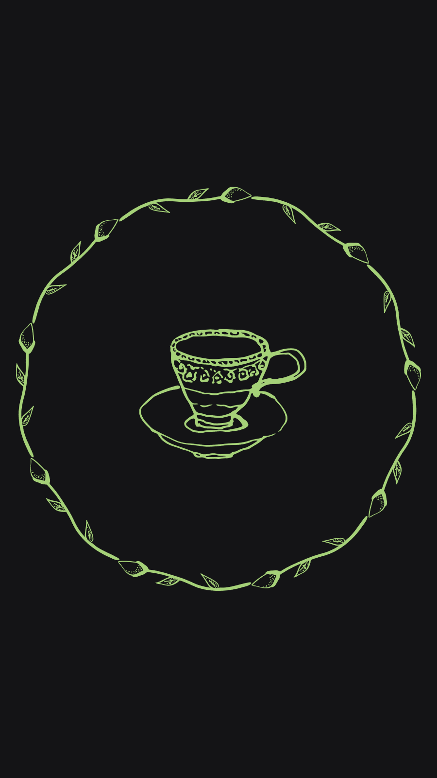 Literary Hand Painted Leaves Frame Circle Furniture Tea Cup Instagram Highlight