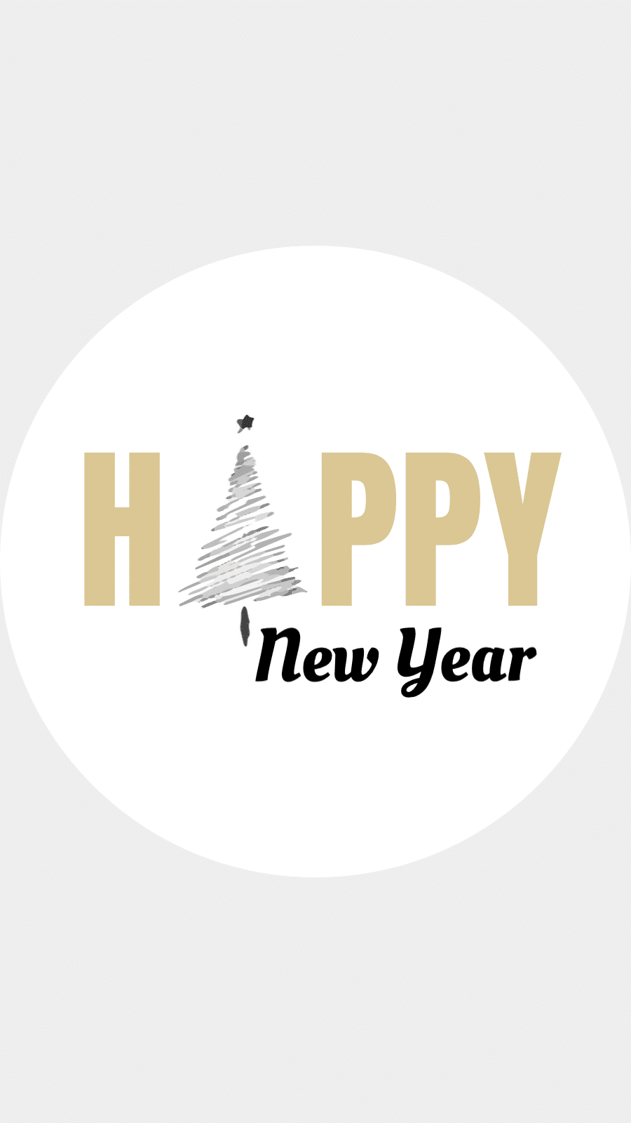 Pure Color Background White Circle Frame Happy New Year Simple Cartoon Style Instagram Highlight