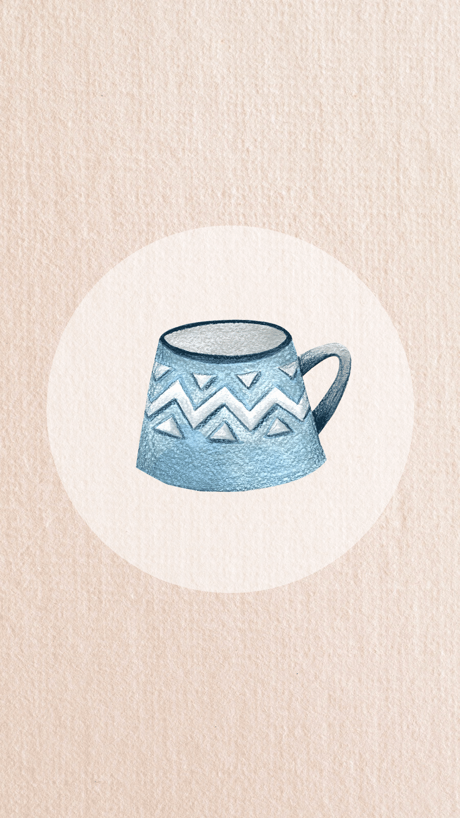 Skin Texture Background Ring Frame Hand Painted Blue Pattern Mug Instagram Highlight
