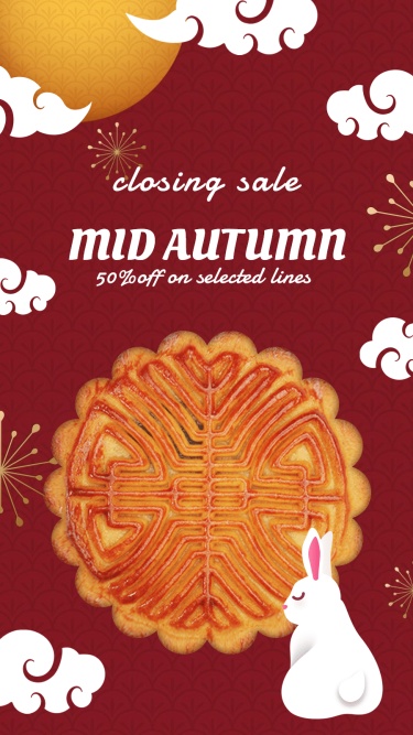 Chinese Delicious Food Record Cloud Moon Cake Simple Fashion Style Polaroid Simulation Instagram Story