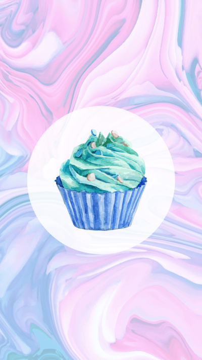 Watercolor Background White Circle Cream Cake Cartoon Simple Style Instagram Highlight