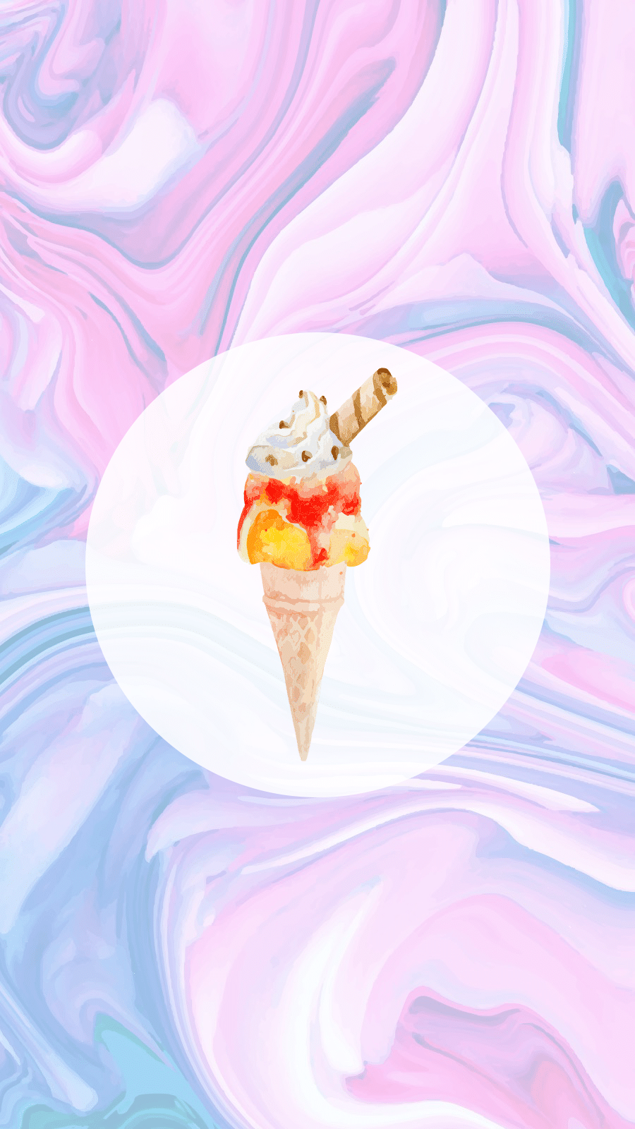 Watercolor Background Delicious Food Ice-cream Simple Fashion Style Instagram Highlight预览效果