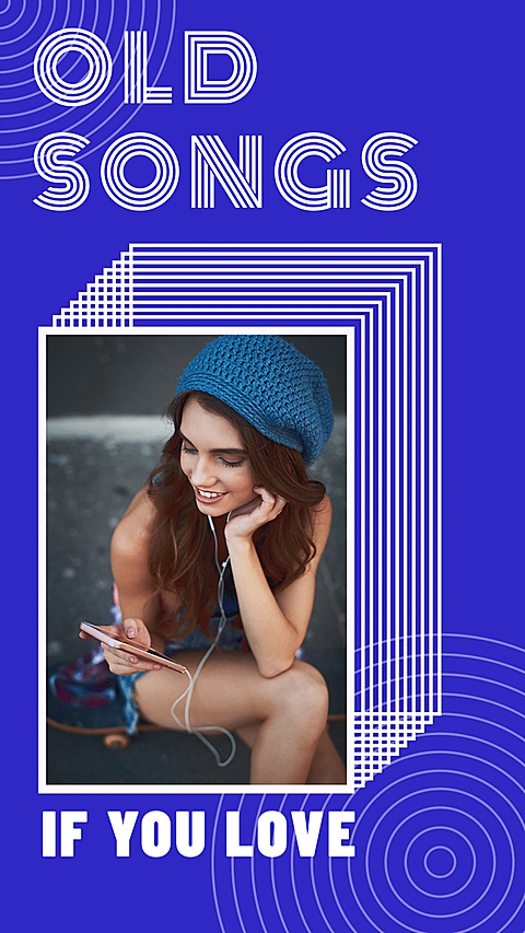 Fashion Rectangle Frame Old Songs Sharing Woman Instagram Story