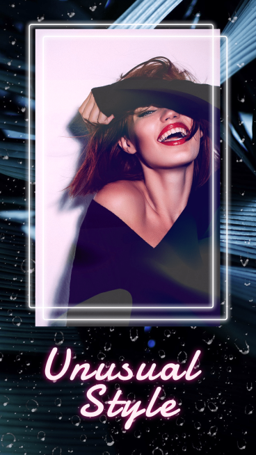 Neon Style Raindrop Element Night Club Smile Girl Instagram Story预览效果